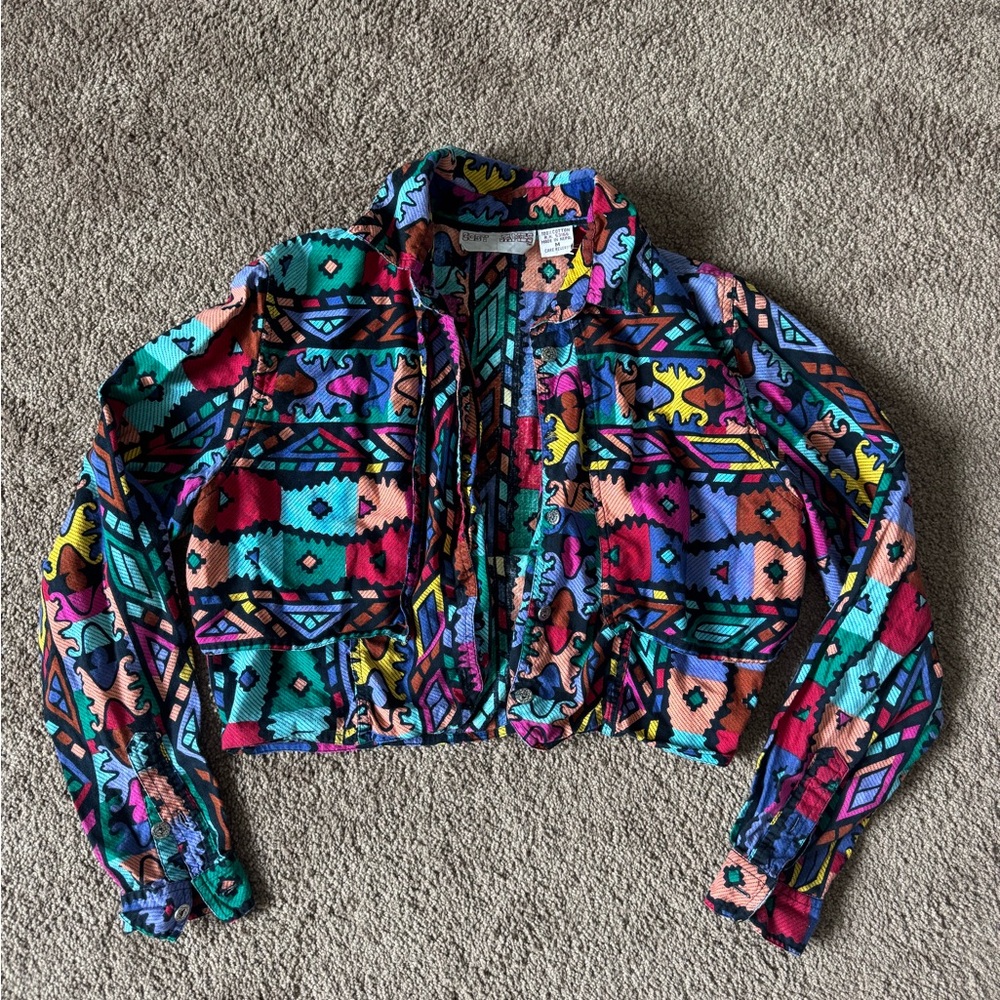 Cody James Color Geometric Patterned Blouse